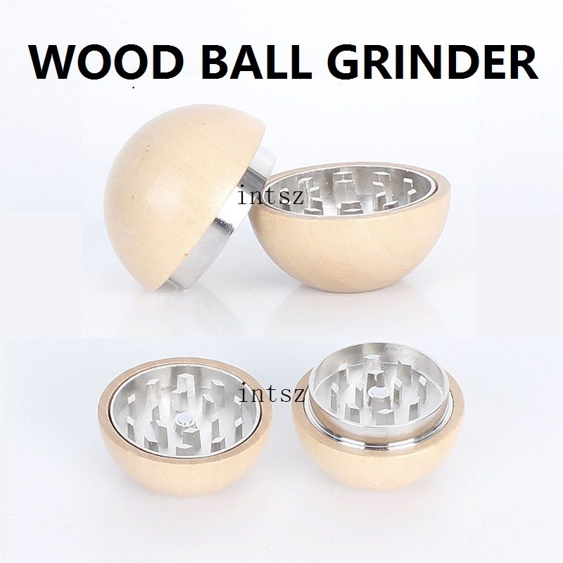 2017 Wholesale Wood Ball Herb Grinders For Smoking 2 Parts 50mm Wood