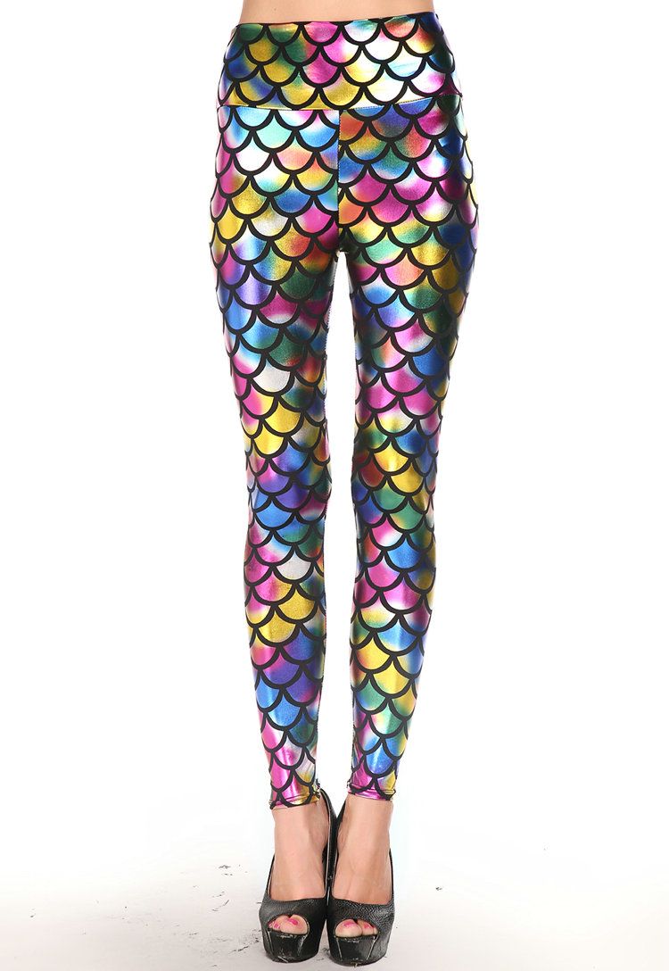 ful Fish Scale Pants Sea Maid Tight Women Gym Clothing Outdoor Sport