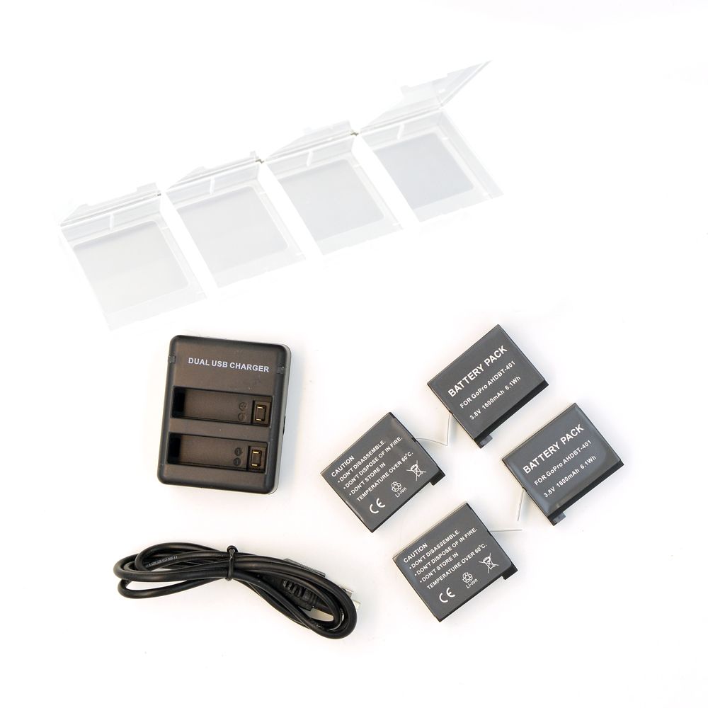 Chargeur Rapide 3 Canaux Pour Batteries GoPro Hero 3/3+/4 - Compatible AHDBT-301,302,401 - Avec Câble USB