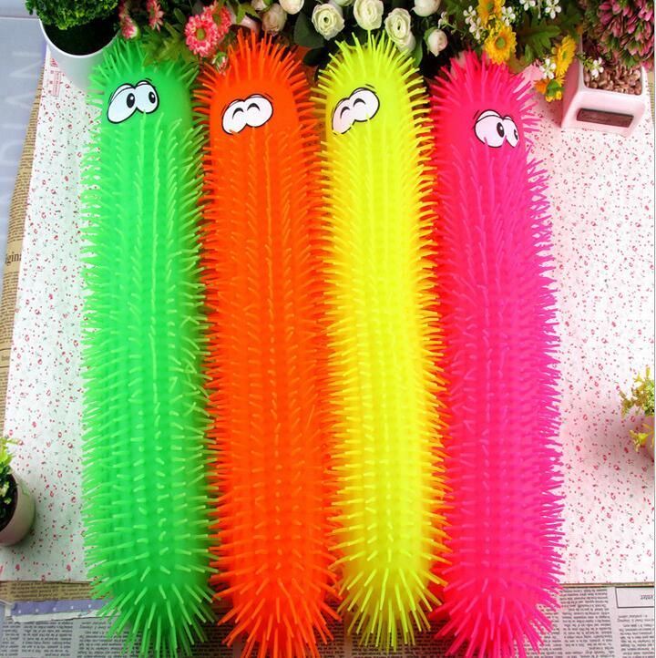 Caterpillar Light Up Squishy Toy With Hanging Loop Flashing Light Tpr