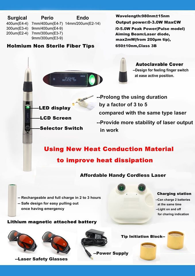 Dental Diode Laser Wireless Laser Pen Soft Tissue Perio Endo Surgical Insrument Kor Teeth