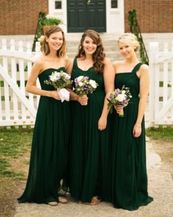 Dark Green Bridesmaids Gowns Vintage Cheap Price Formal Party