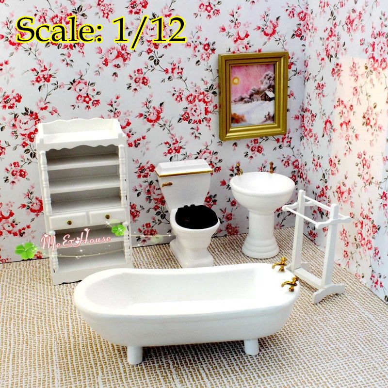 2017 112 Dollhouse Bathroom Fixtures Miniature Towel Rack Tub