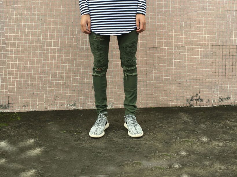 distressed olive green jeans