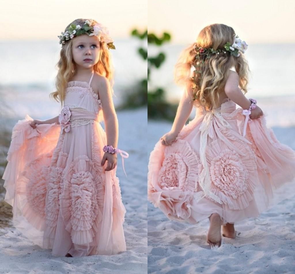 2016 Unique Design Flower Girls Dresses For Weddings Handmade Flowers