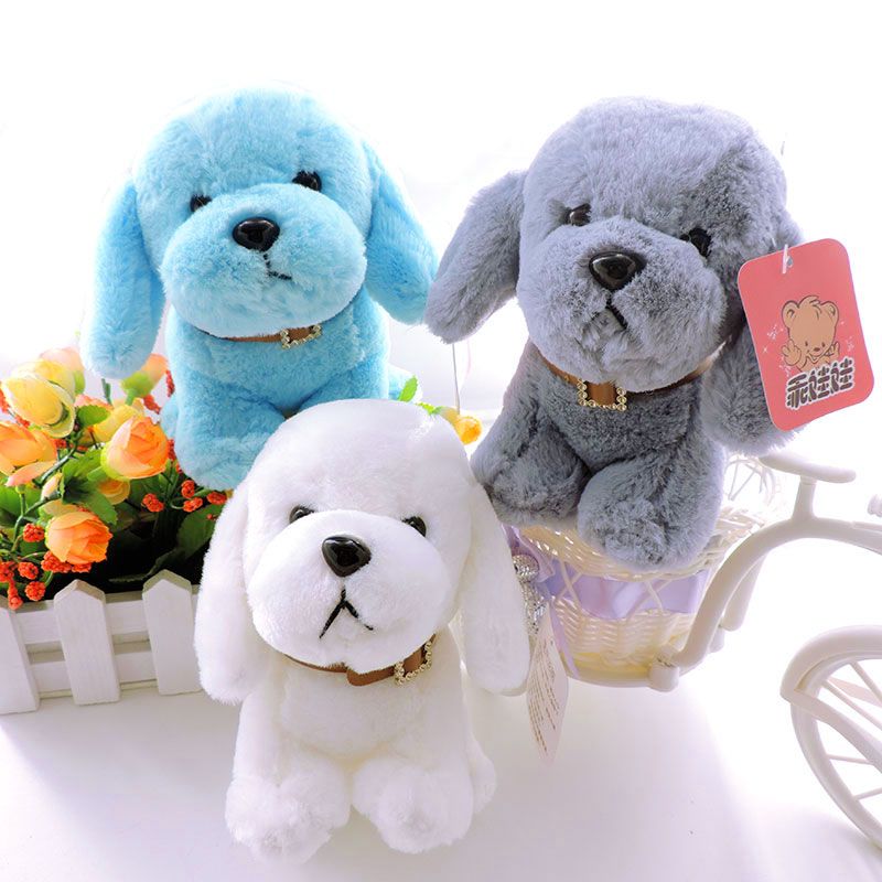 2017 15cm Small Puppy Stuffed Plush Dogs Toy White Grey Blue Soft Dolls