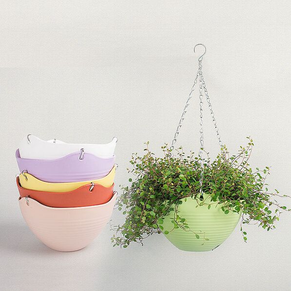 2017 Wholesale 20*13cm Plain Color Round Plastic Hanging Planter Flower