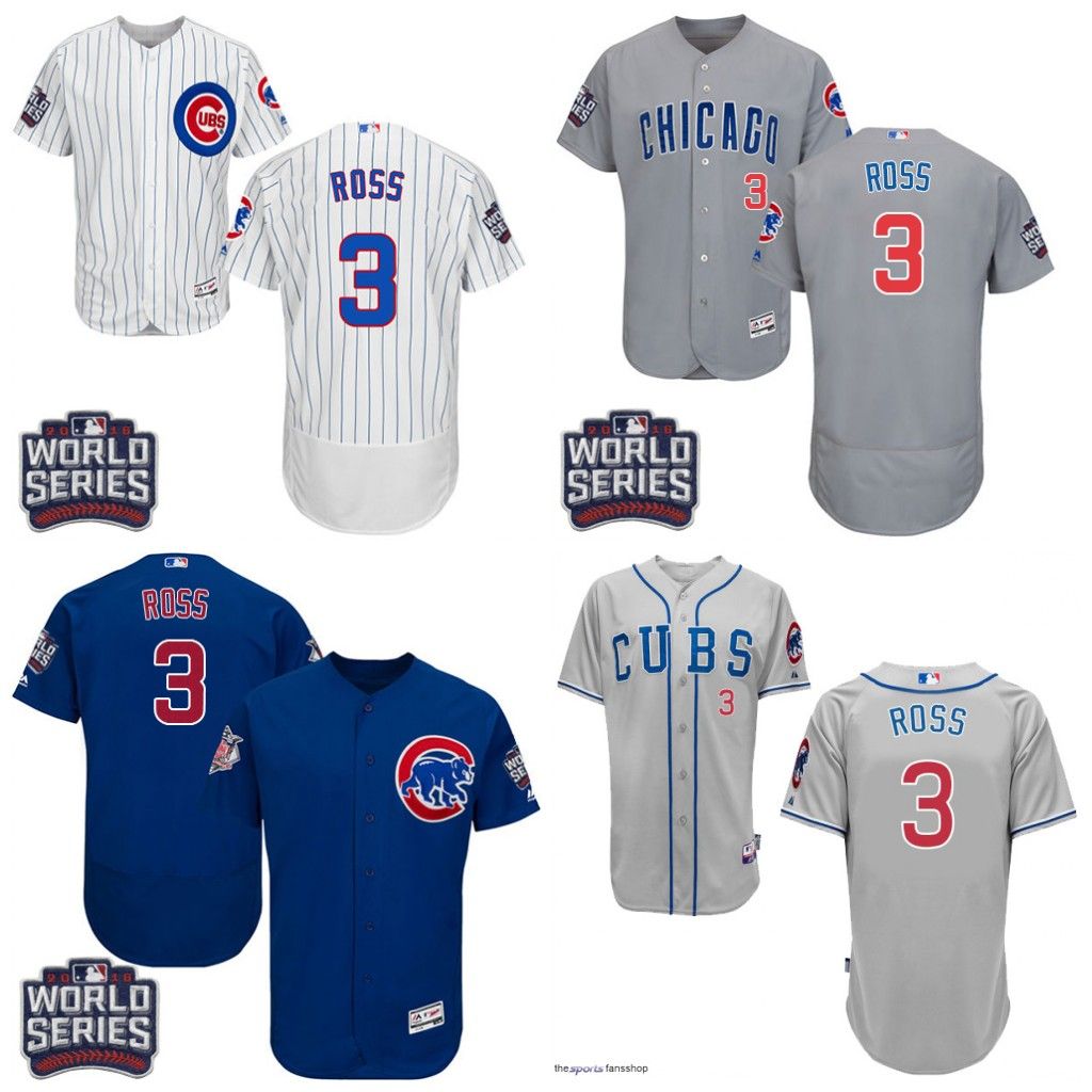2017 2016 World Series Patch Mens Chicago Cubs Jerseys 3 David Ross