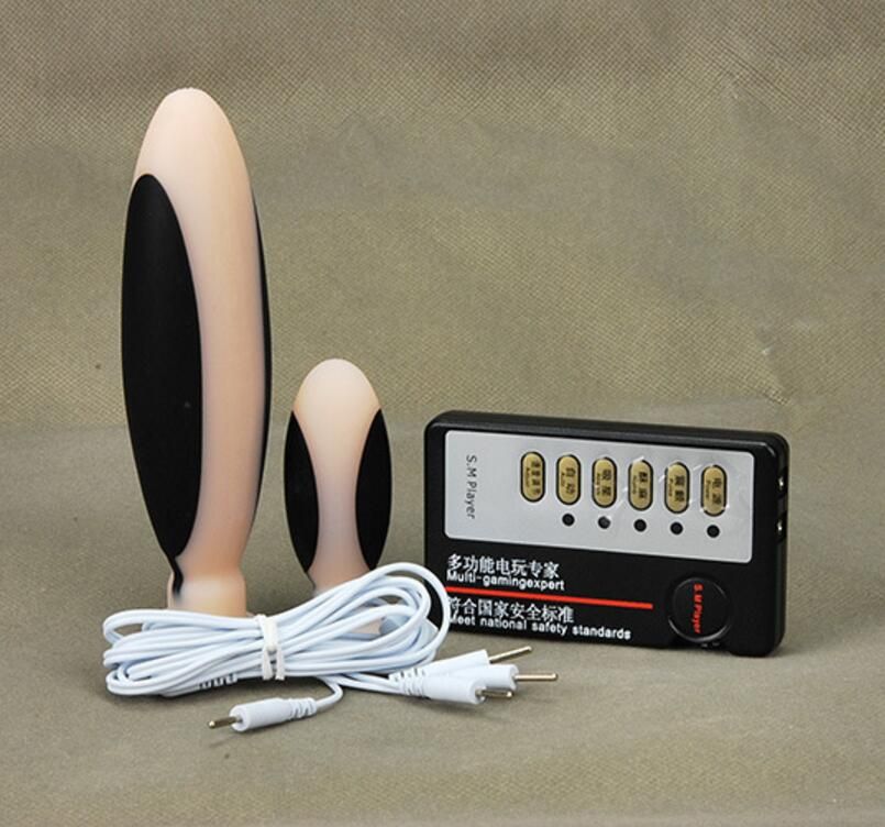 Electro Shock E Stim Silicone Dildo And Anal Plug Pulse Massager Female Sex Toys Kit Analtoys