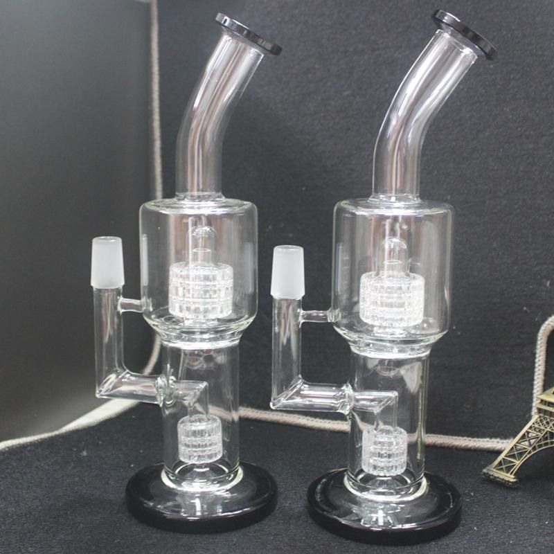 2016 New 11 Inches Bent Mouthpiece Glass Bong with Double Matrix Perc