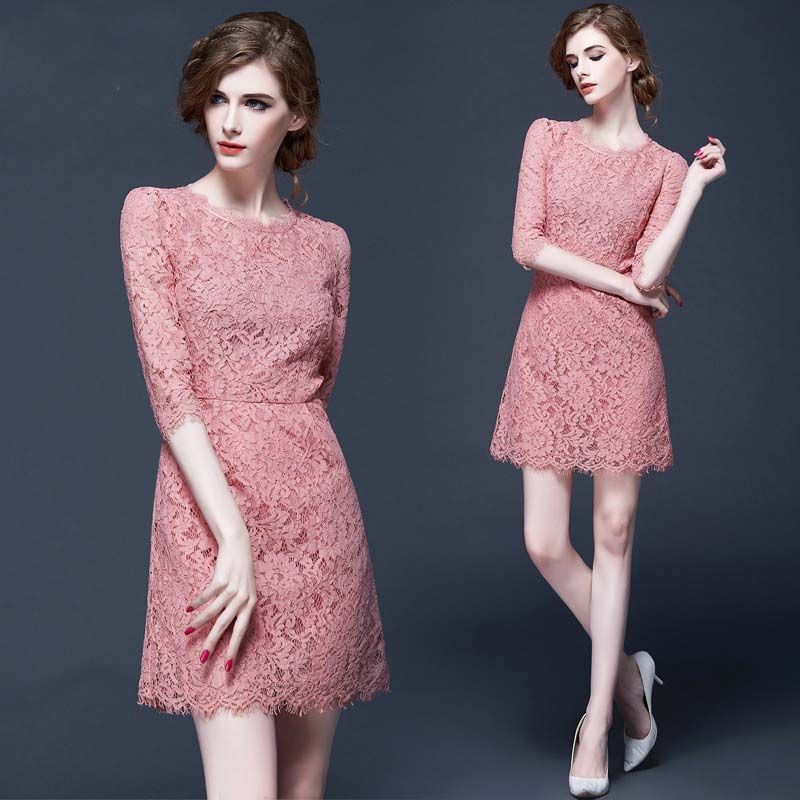 Women Lace Casual Dress Fashion Europe Hollow Mini Dresses Expensive