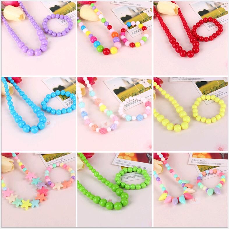 Cute Girls Sweet Children Jewelry Accessories Sets Hot Sale Kids Necklace Bracelets Set For Gift