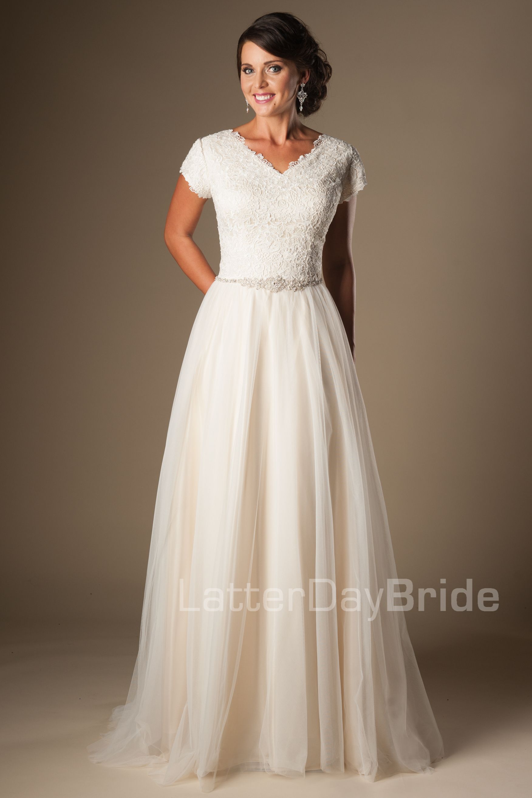 Wedding Discount Wedding Dresses cheap inexpensive simple wedding dresses free shipping champagne short sleeves modest 2016 cap v neck buttons lace tulle bridal gowns a line sa