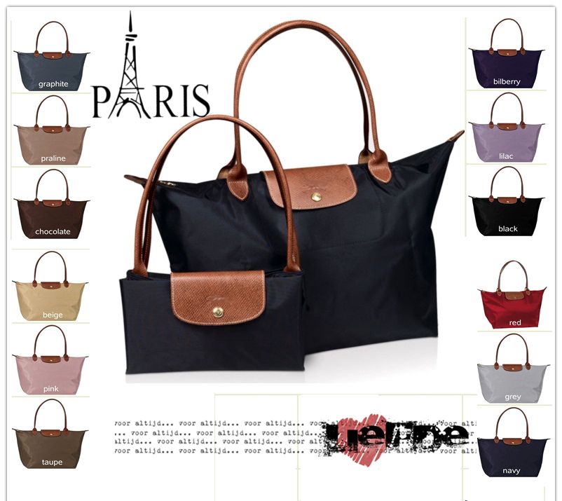 New French Brand Large Size Fold Over Nylon Tote Bag Shopping Handbag