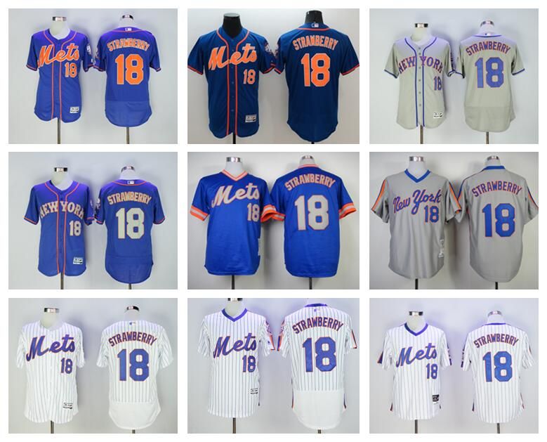2017 New York Mets 18 Darryl Strawberry Jersey Throwback Flexbase