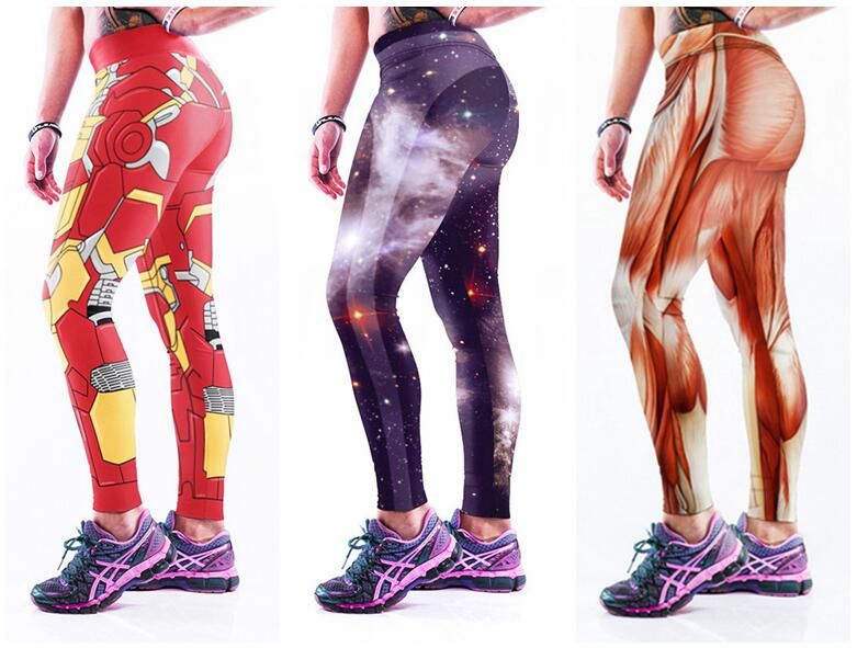2018 Iron Man Yoga Pants Europe Purple Skull Bone Muscle Muscular