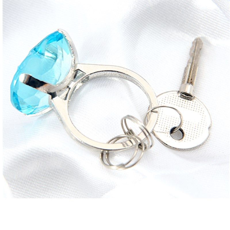 2017 Wedding Gift Favor Crystal Diamond Ring Keychain Colorful Keyring