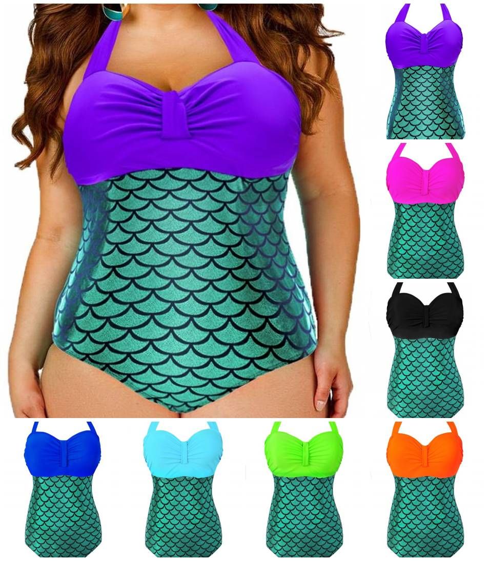 2017 Women Plus Size Mermaid Monokini One Piece Bathing Suit Cosplay