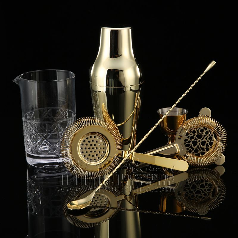 2018 Gold Shaker Whiskey Cocktail Set Bartender Tool Kit Shaker