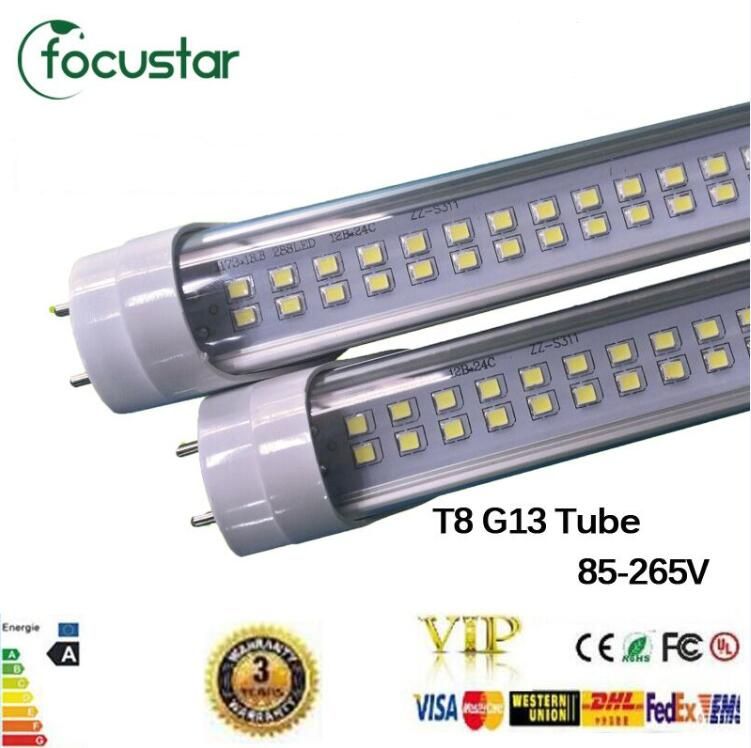 Fedex Ship Led T8 Tube 4ft 28w 2835 G13/Fa8/R17d 192 Leds Light Lamp Bulb 4 Feet 1.2m Double Row