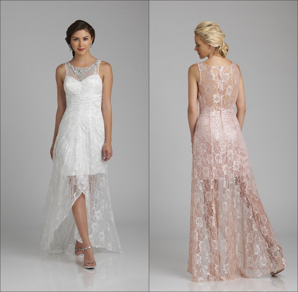 High Low Lace Mother Of The Bride Dresses 2016 Beaded Jewel Neck