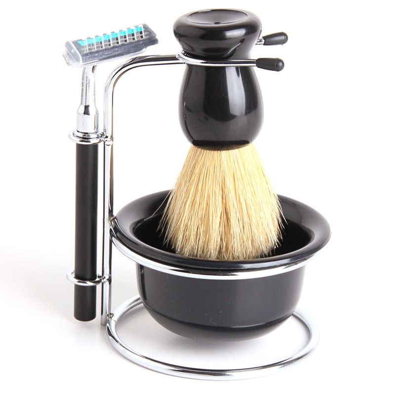 2017 5 In 1 Men Clean Shaver Kit Set Chrome Bowl Brush Soap Dish Stand Shaving Razor Beard Easy