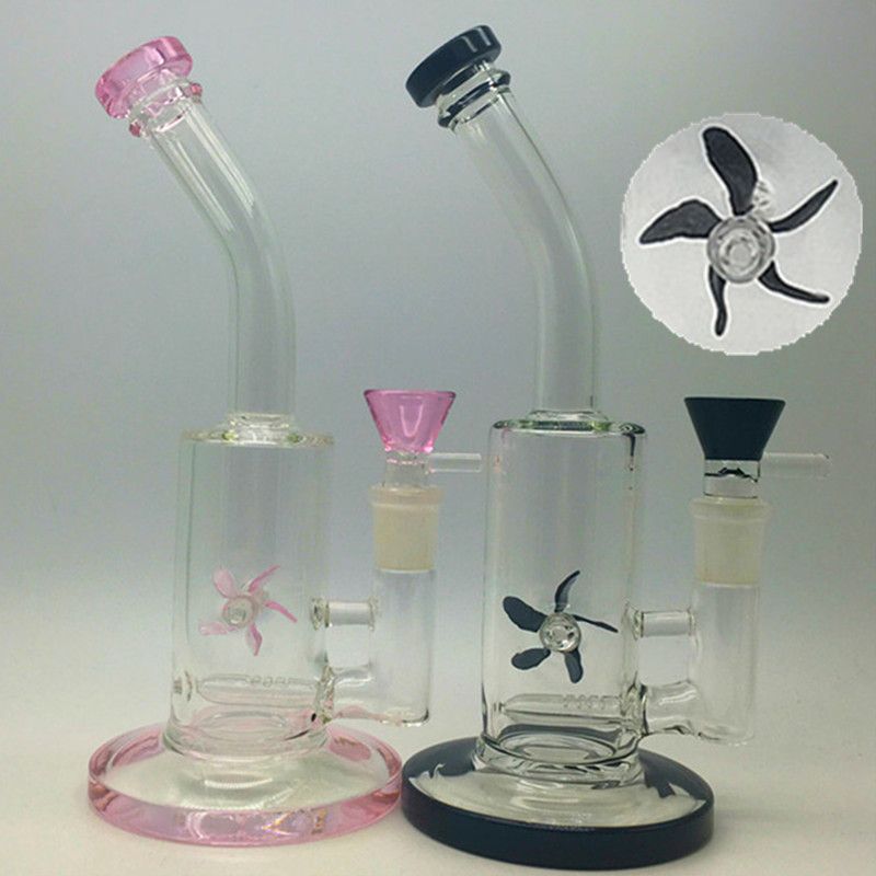 2017 2016 New Design Pink Black Small Mini Glass Bong Spinning Wheel