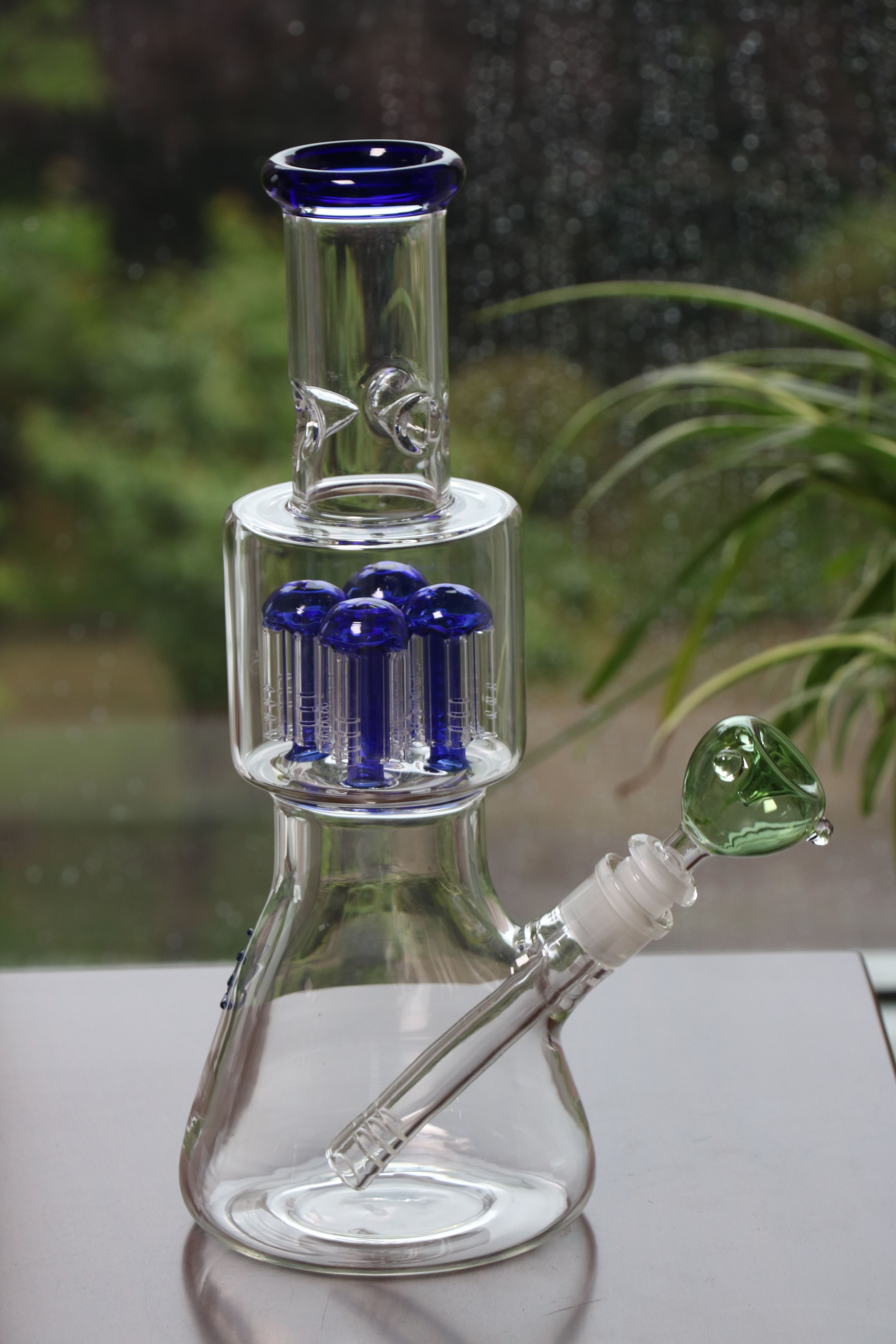 2017 Wholesale Heady Two Functions Glass Bongs Triple Perc 11 Inches Hand Blown Dab