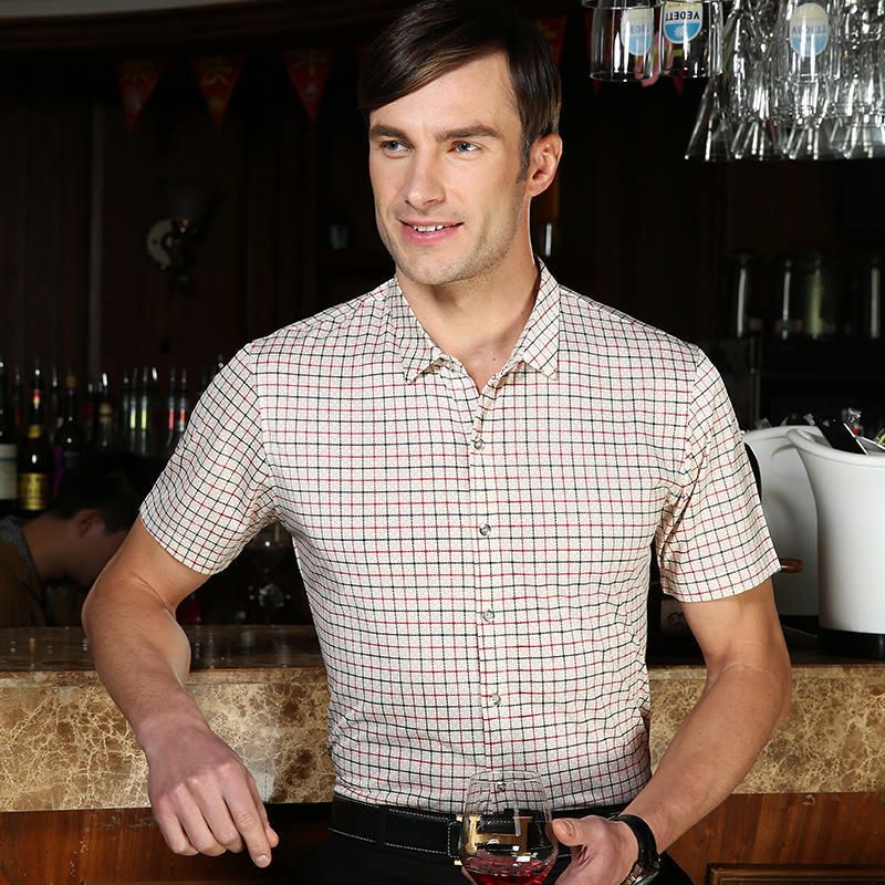 2017 Middle Aged Men'S High Quality Business Shirts 2016 Fashion Short