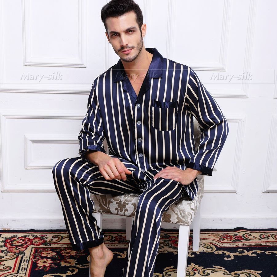 2017 Wholesale Mens Silk Satin Pajamas Set Pajama Pyjamas Pjs Set