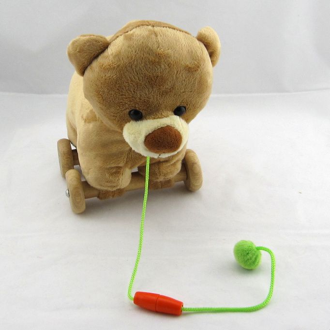 2017 Baby Toy Plush Animal Toy Pull String Toy Wooden Wheels Good Gift