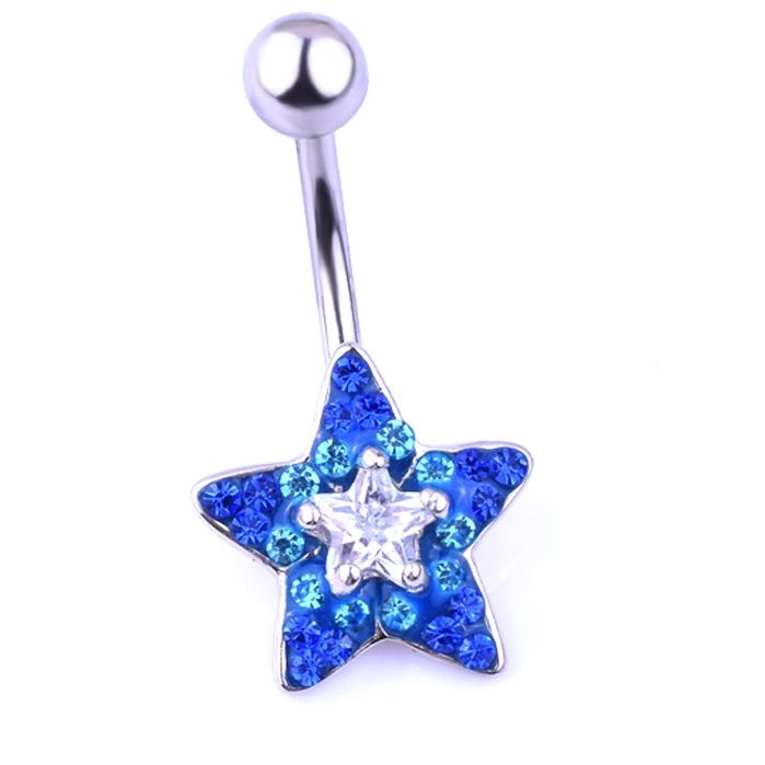 2018 Full Diamond Five Pointed Star Danglel Navel Rings Belly Button