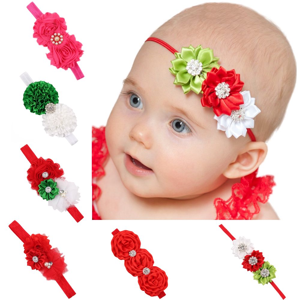 New 6 Styles Christmas Hair Bows Diamond Flower Hair Bows Accessories