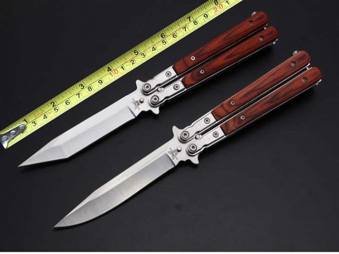 Benchmade JL27 Balisong Butterfly Knife 5Cr13MoV Blade Sation Wood