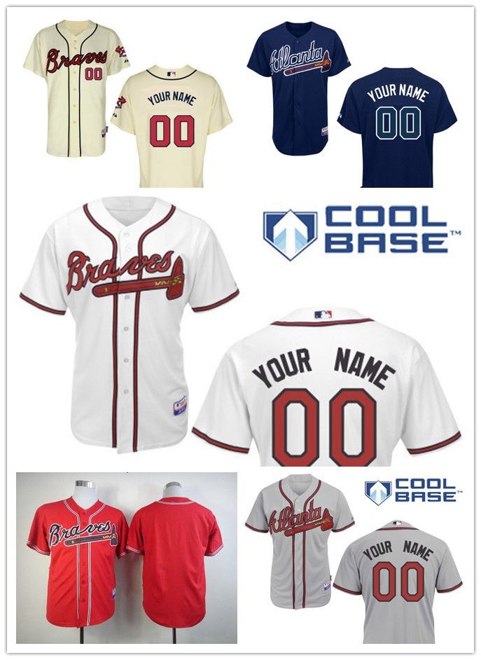 Custom Atlanta Braves Jerseys Personalized Stitched Onfield Baseball Jerseys Navy White Red