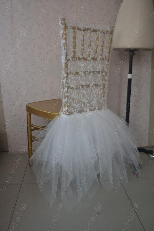 2017 2016 Custom Made Tulle Lace Chair Covers Romantic Beautiful Chair