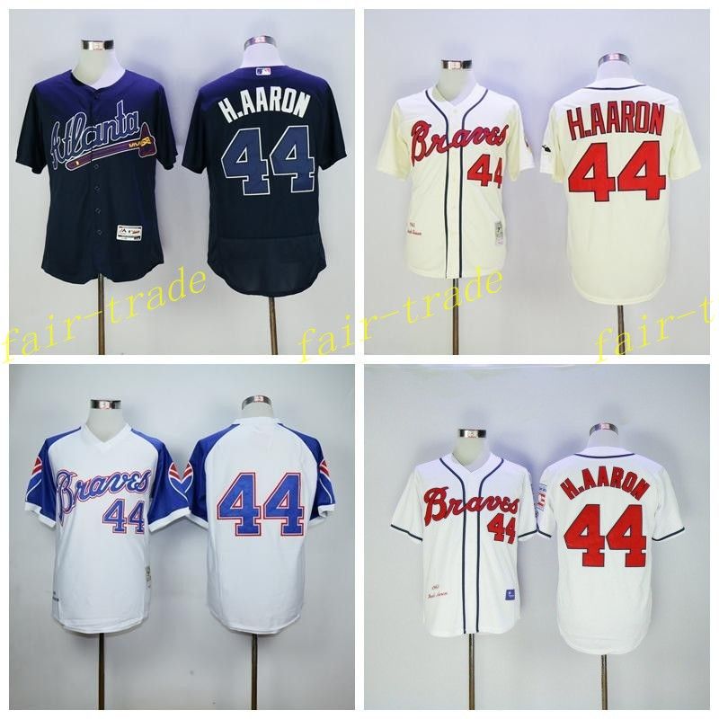2017 Atlanta Braves 44 Hank Aaron Jersey Flexbase Cooperstown 1963 Hank Aaron Baseball Jerseys