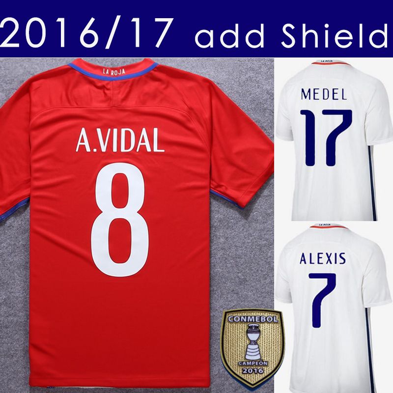 2017 2017 Chile Soccer Jersey 2016/17 Alexis Vidal Home Red Away White