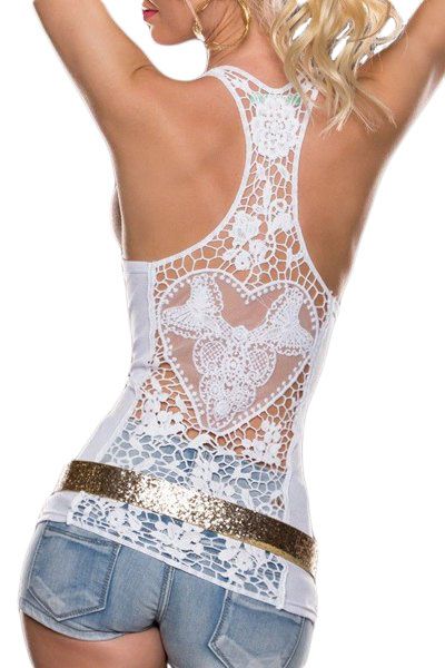 2017 Hot Tank Tops Rosy White Black Embroidery Lace Crochet Vest 2016
