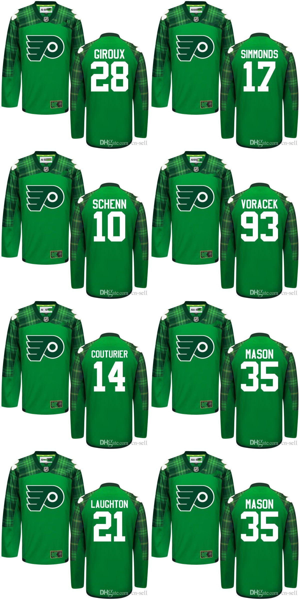 philadelphia flyers 28 giroux st patricks day green jersey philadelphia flyers mens 2016 third jersey