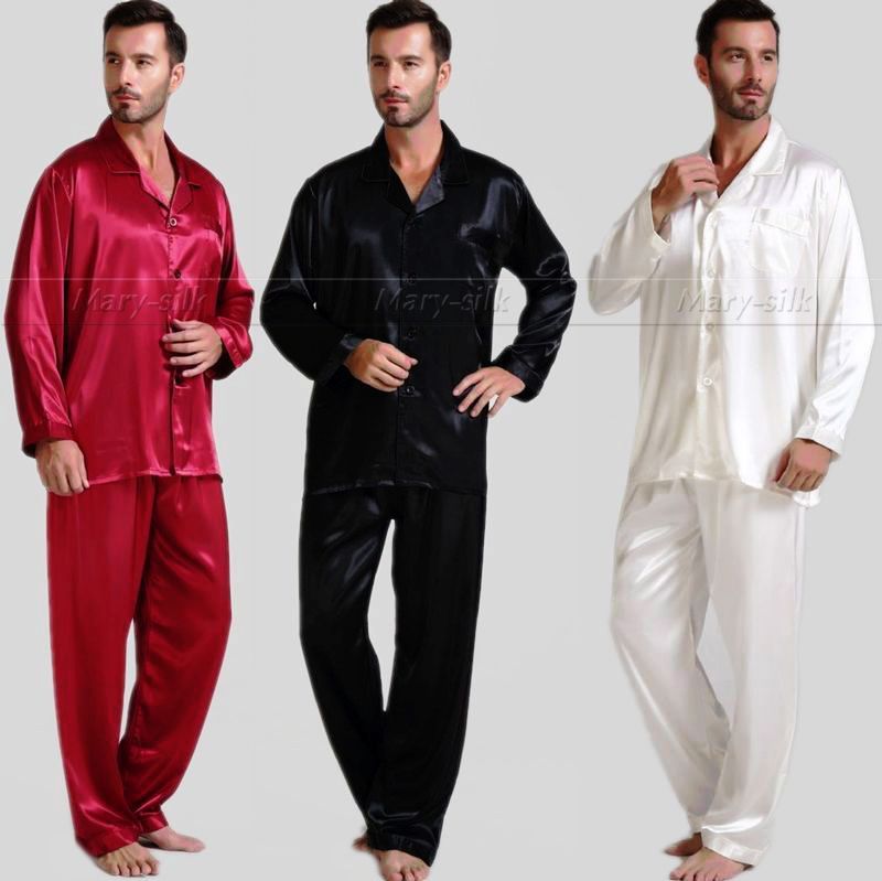 2017 Wholesale Mens Silk Satin Pajamas Set Pajama Pyjamas Pjs Sleepwear