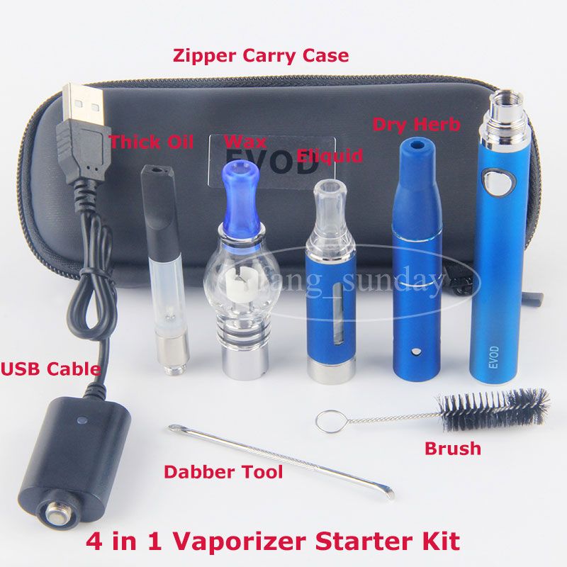 Evod 4 In 1 Vape Pen With Wax Glass Globe Single Cotton Coil Mt3