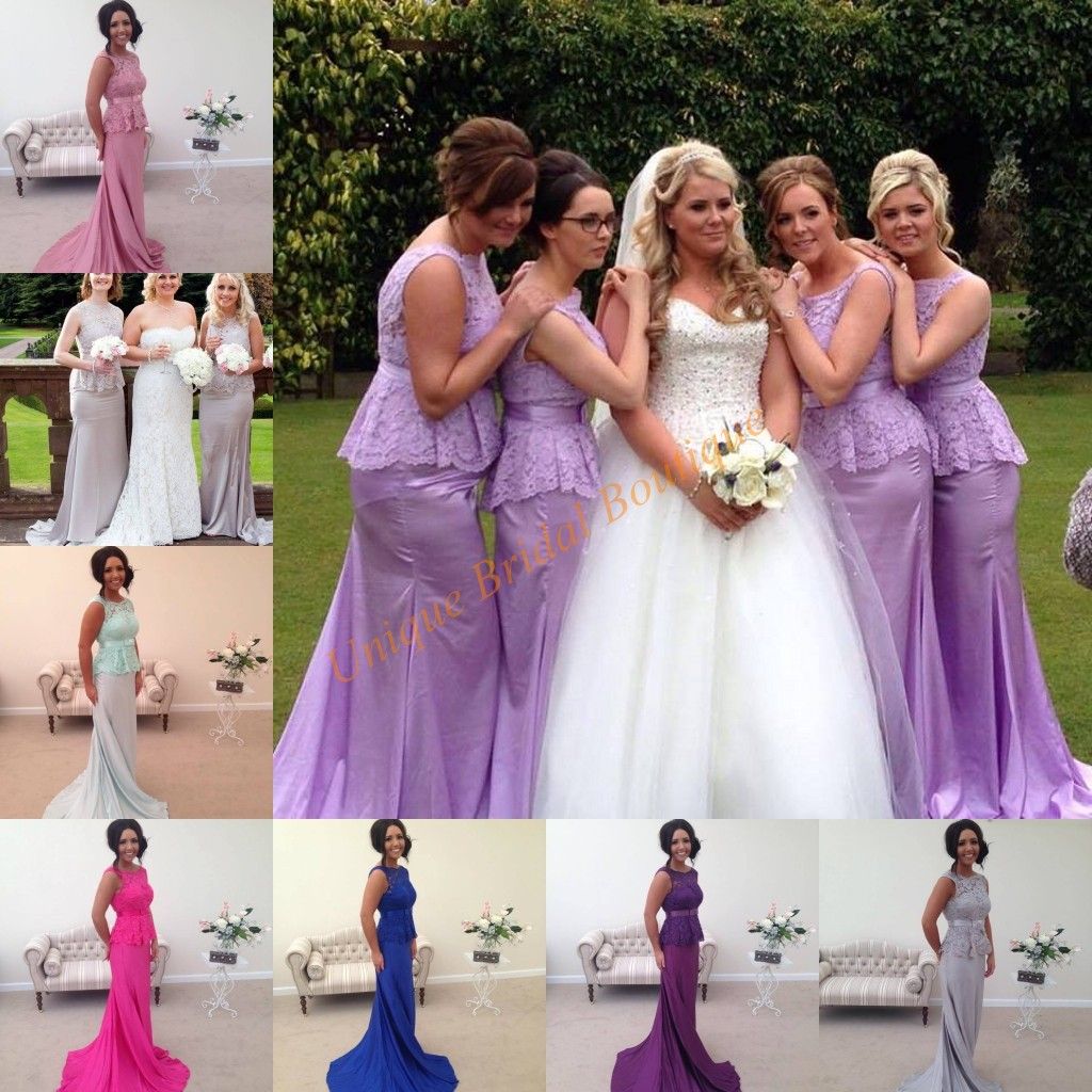 Cheap Bridesmaid Dresses 2017 Under 150 with Lace Bodice And Peplum