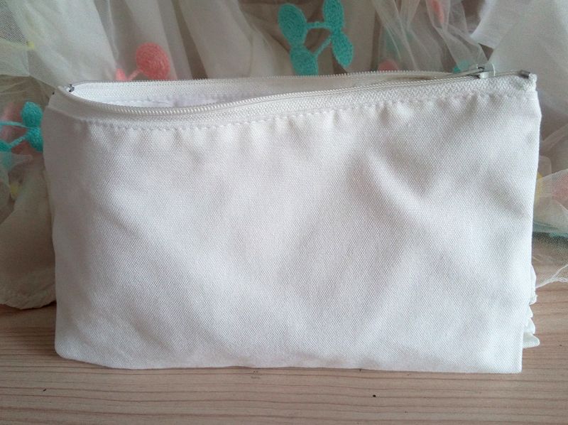 2017 Women Crafts White Canvas Bags Diy Women Blank Plain Zipper Makeup Bags W/Cotton Lining ...