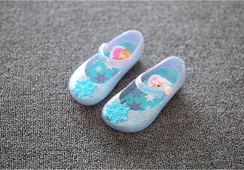 2016 Mini Melissa Frozen Girl Sandals Elsa Jelly Sandals Flat Shoes