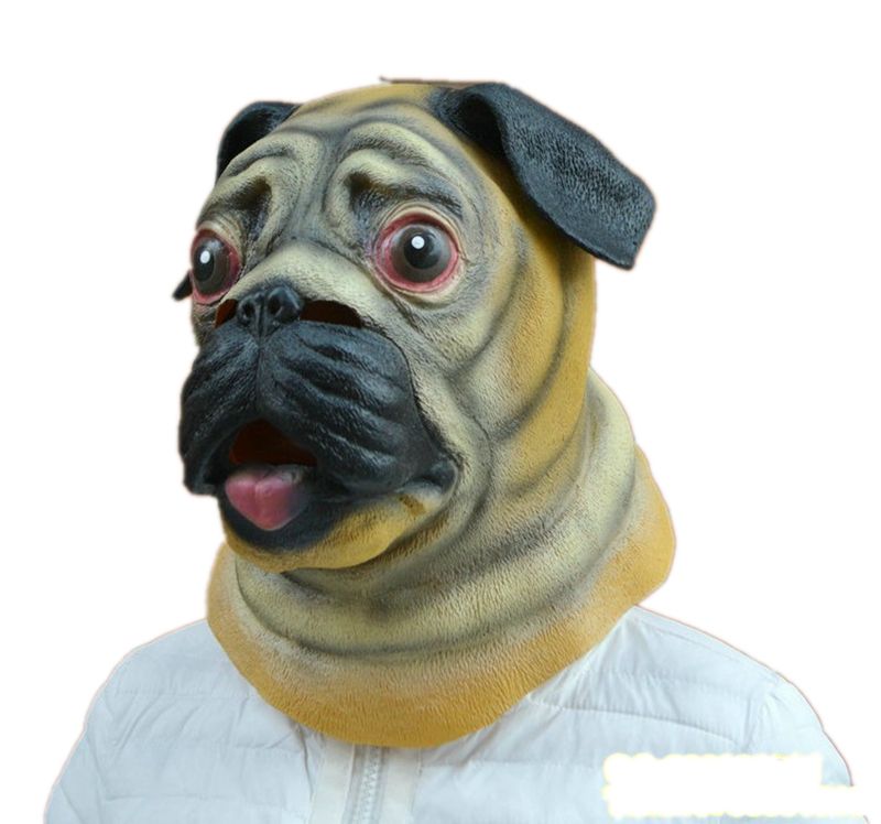 Creepy Puppy Dog Head Latex Mask Halloween Animal Happy Dog Face Rubber