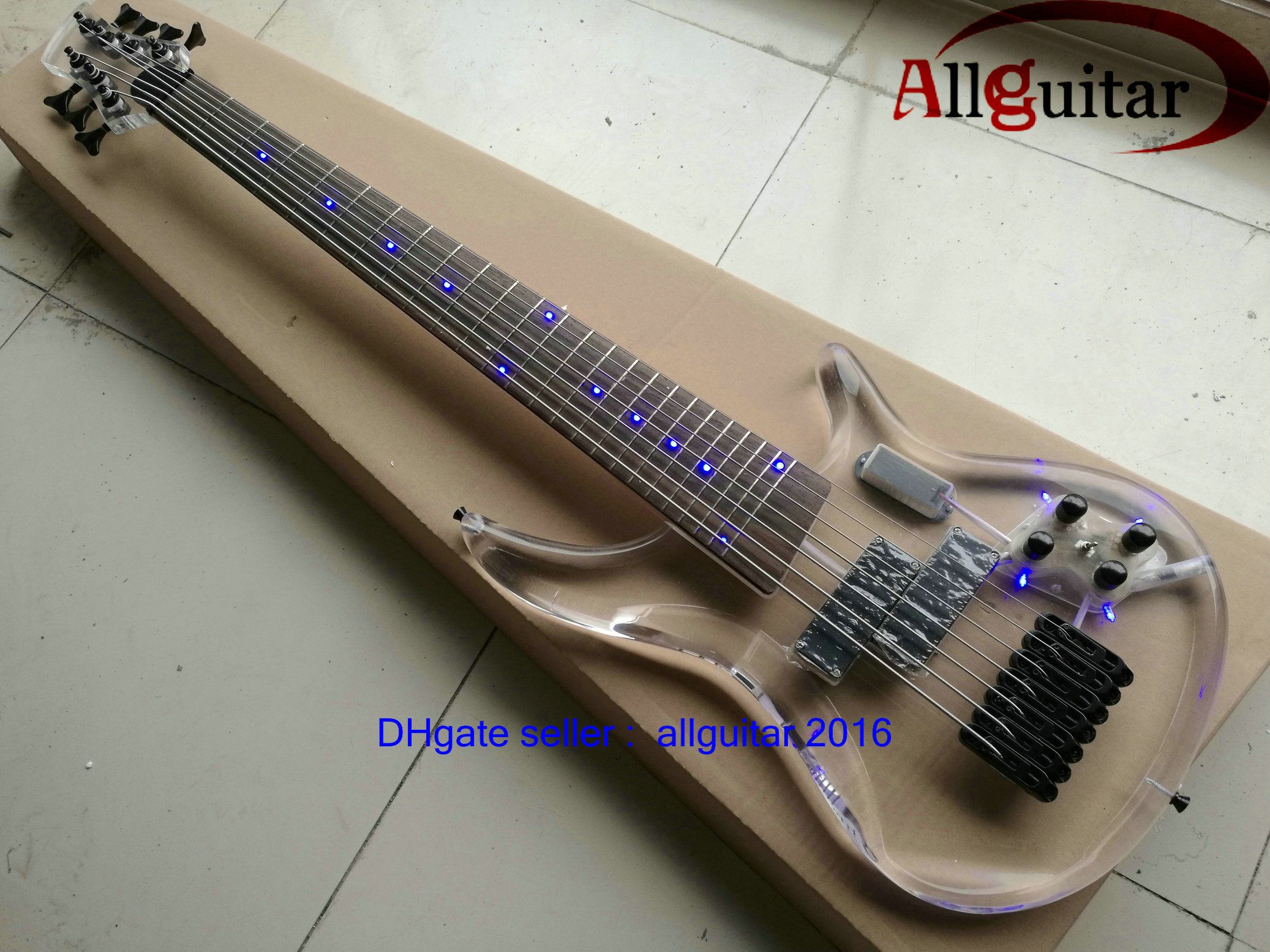 2016 New 7 Strings Bass Acrylic Body 7 String Electric Bass Guitar 24