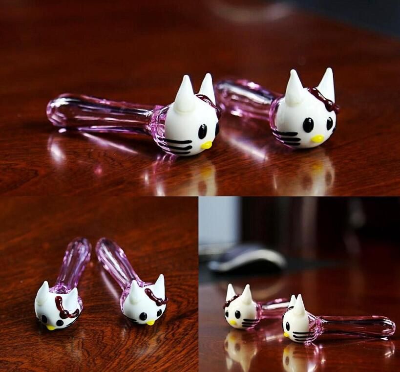 2018 Lovely Cute Cat Glass Pipes Glass Smoking Pipes Bong Pipes For