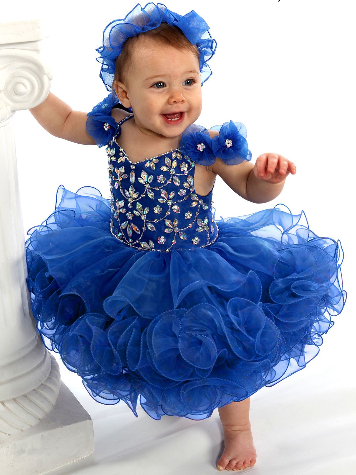 Princess Birthday Gown Handmade Beaded Pageant Dress For Girls - With Crystal Sequins Girls Pageant Dress