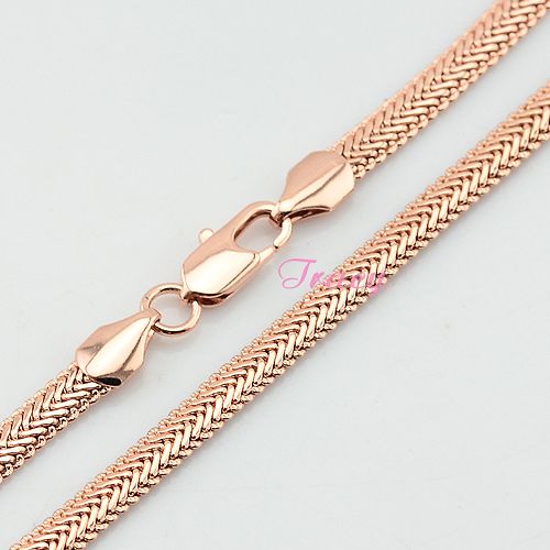 2018 New Mens Womens 5mm 18k Solid Rose Gold Herringbone Snake Chain
